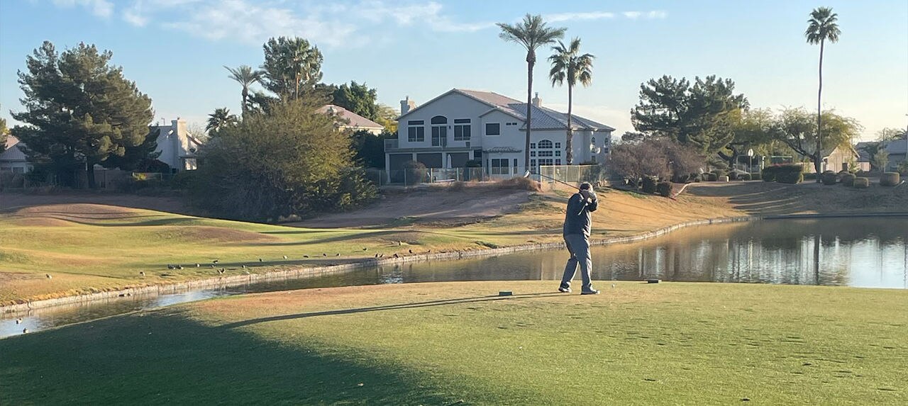 Hernia patient Greg golfing