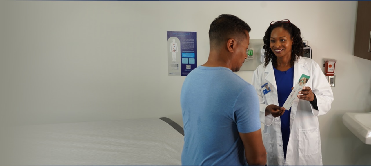 Male patient in doctor's office